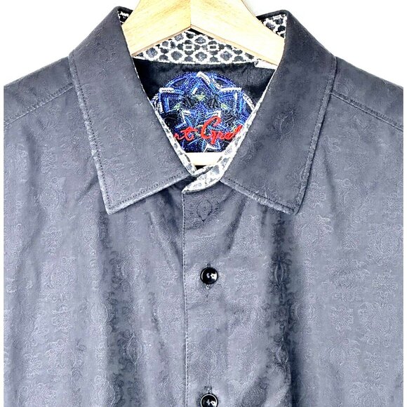 Robert Graham Mens Shirt Textured Design Knowledge Wisdom Truth Black Size Large - Picture 3 of 15